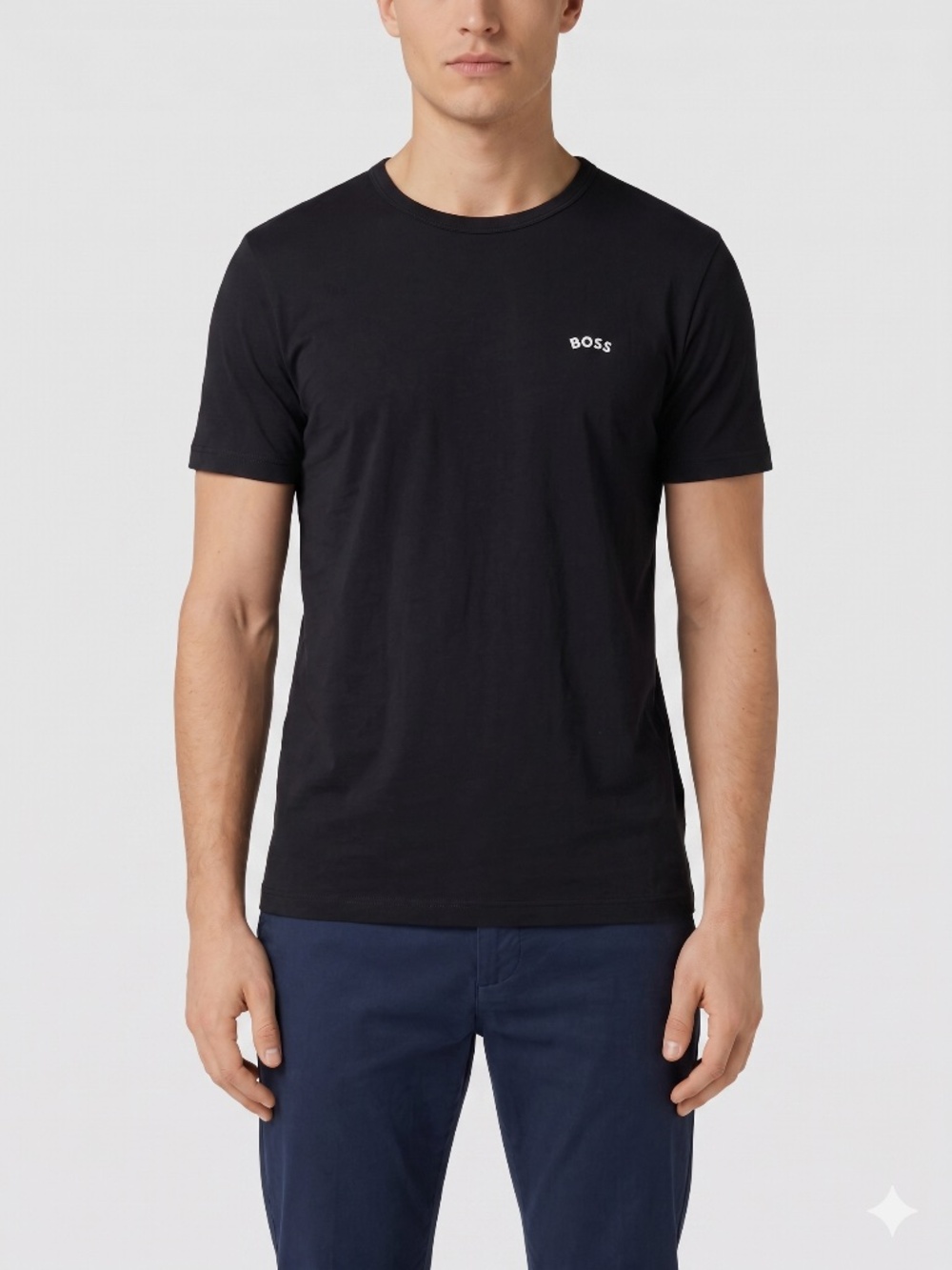 BOSS Hugo Boss Mens Navy Blue Curved Logo T-Shirt Size M Medium Cotton